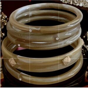 5  resin bracelets w/ rhinestone & gold plated finding.